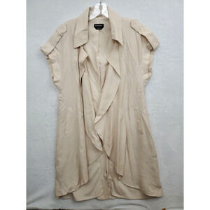 Bebe Jacket Womens Small Beige Short Sleeve Open Front Lined Dressy